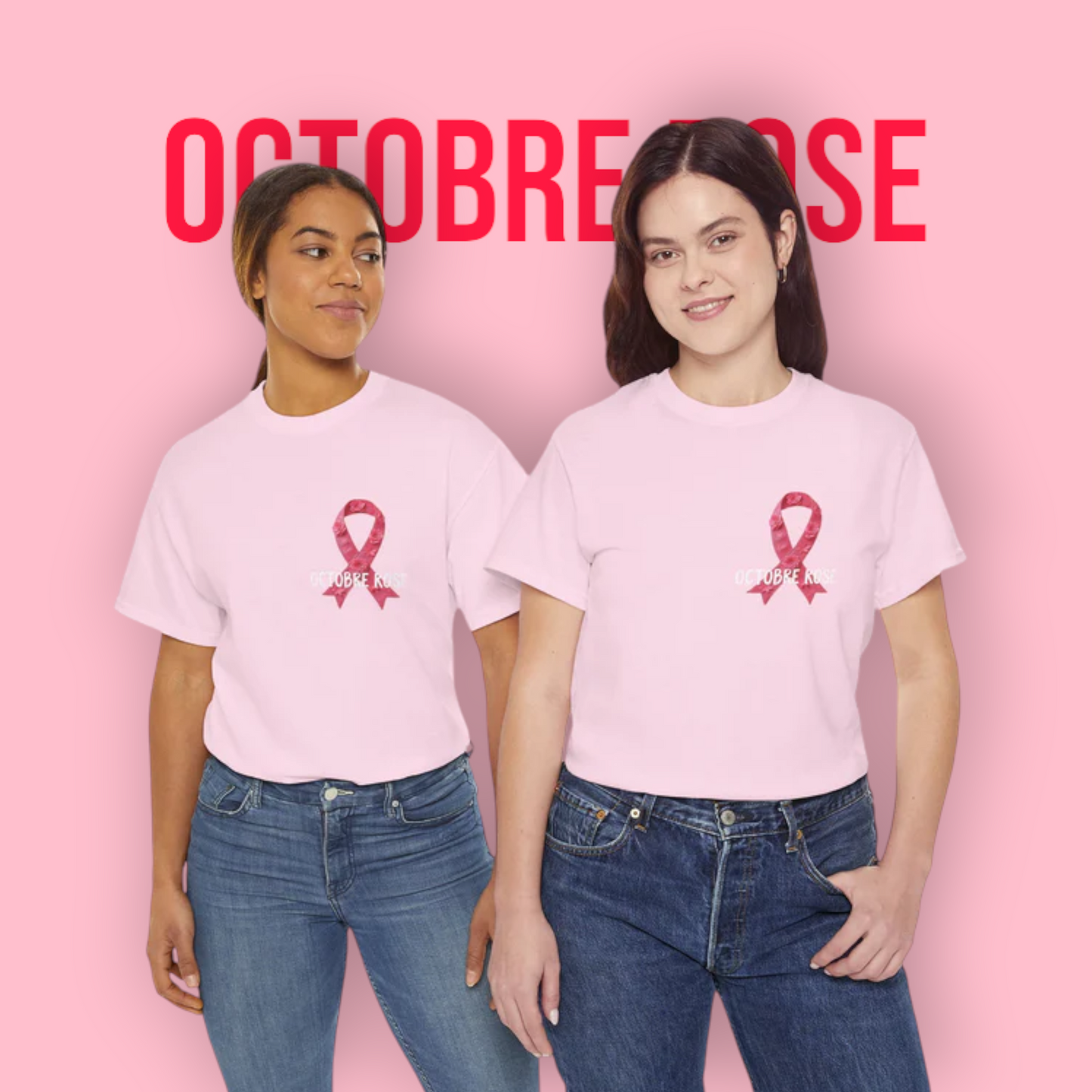 T-shirt Éco-Responsable Octobre Rose – Ensemble contre le Cancer Printify