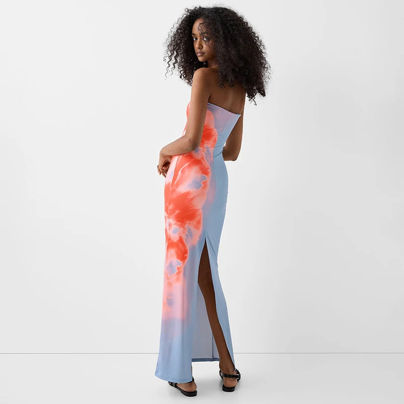 Robe mi-longue à encolure bandeau Ozeroz