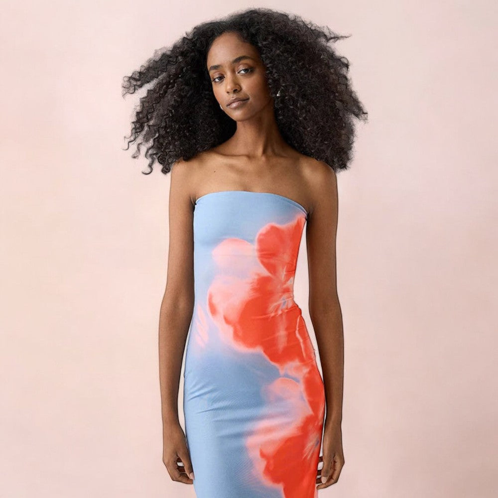 Robe mi-longue à encolure bandeau Ozeroz