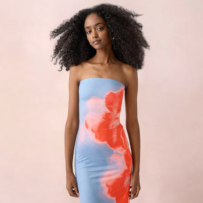 Robe mi-longue à encolure bandeau Ozeroz