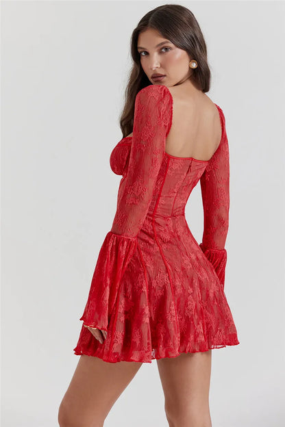 Annalise Long-Sleeve Lace Mini Dress Kaelbevy