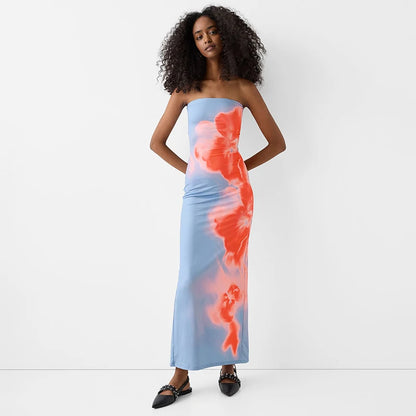 Robe mi-longue à encolure bandeau Ozeroz