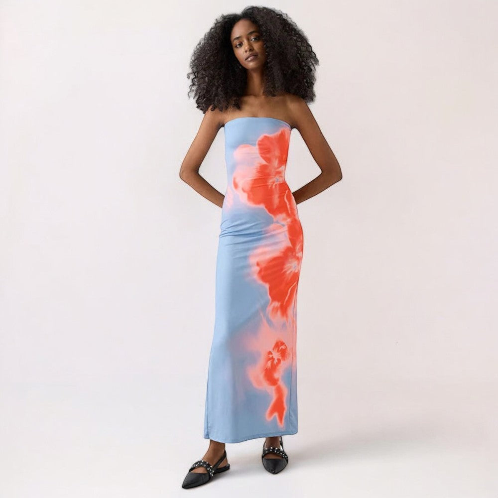 Robe mi-longue à encolure bandeau Ozeroz