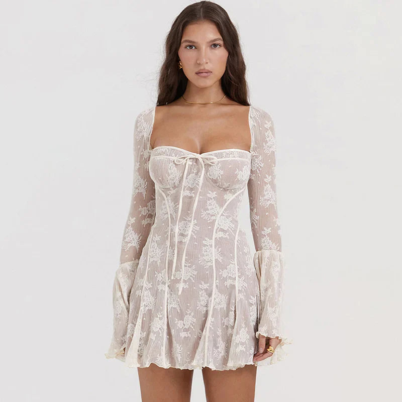 Annalise Long-Sleeve Lace Mini Dress Kaelbevy